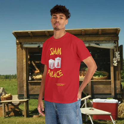 "DirkyThreadz Siam Palace T-Shirt - Bold Takeout Graphic Design in Black Cotton"