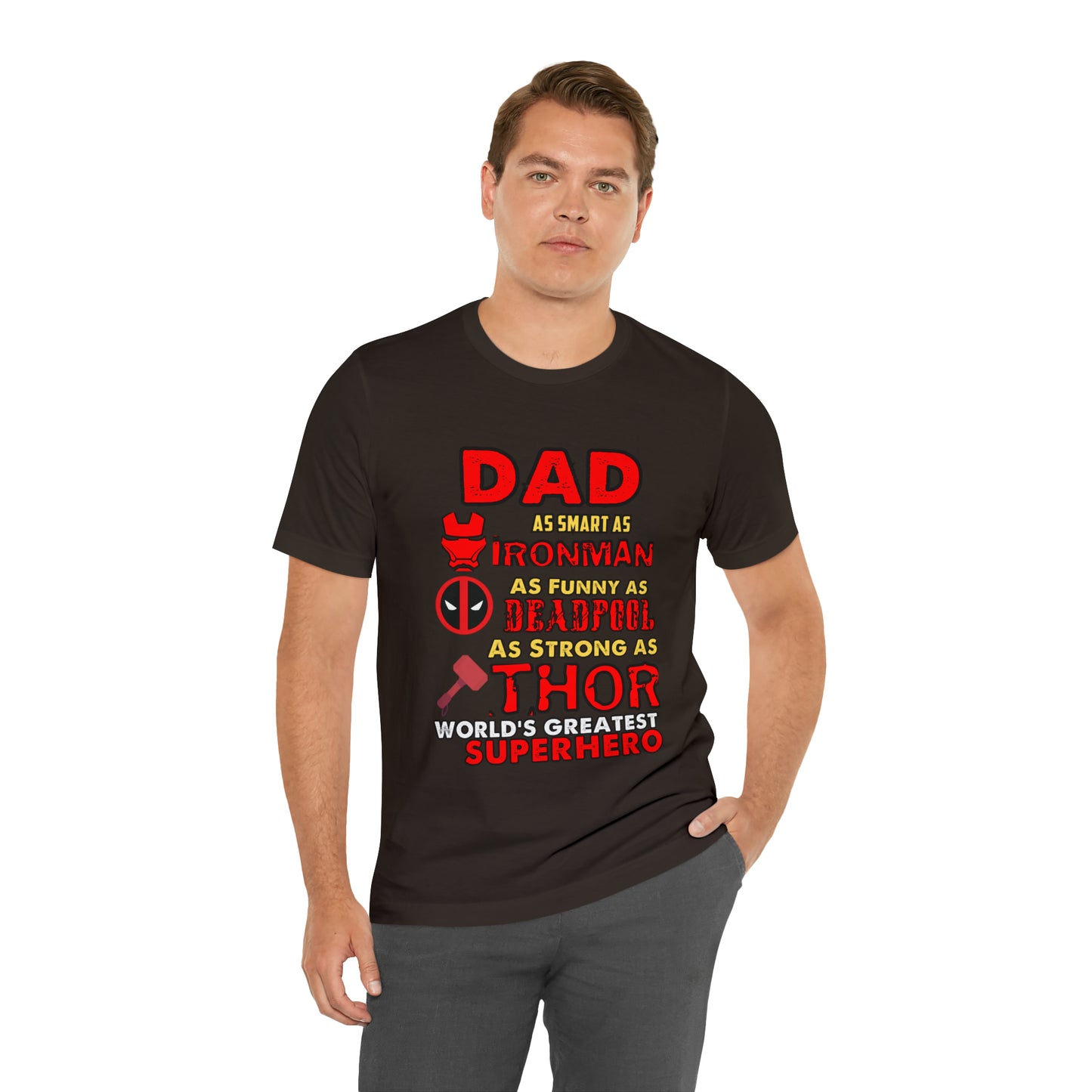 Dad World's Greatest Superhero Unisex Jersey Short Sleeve Tee