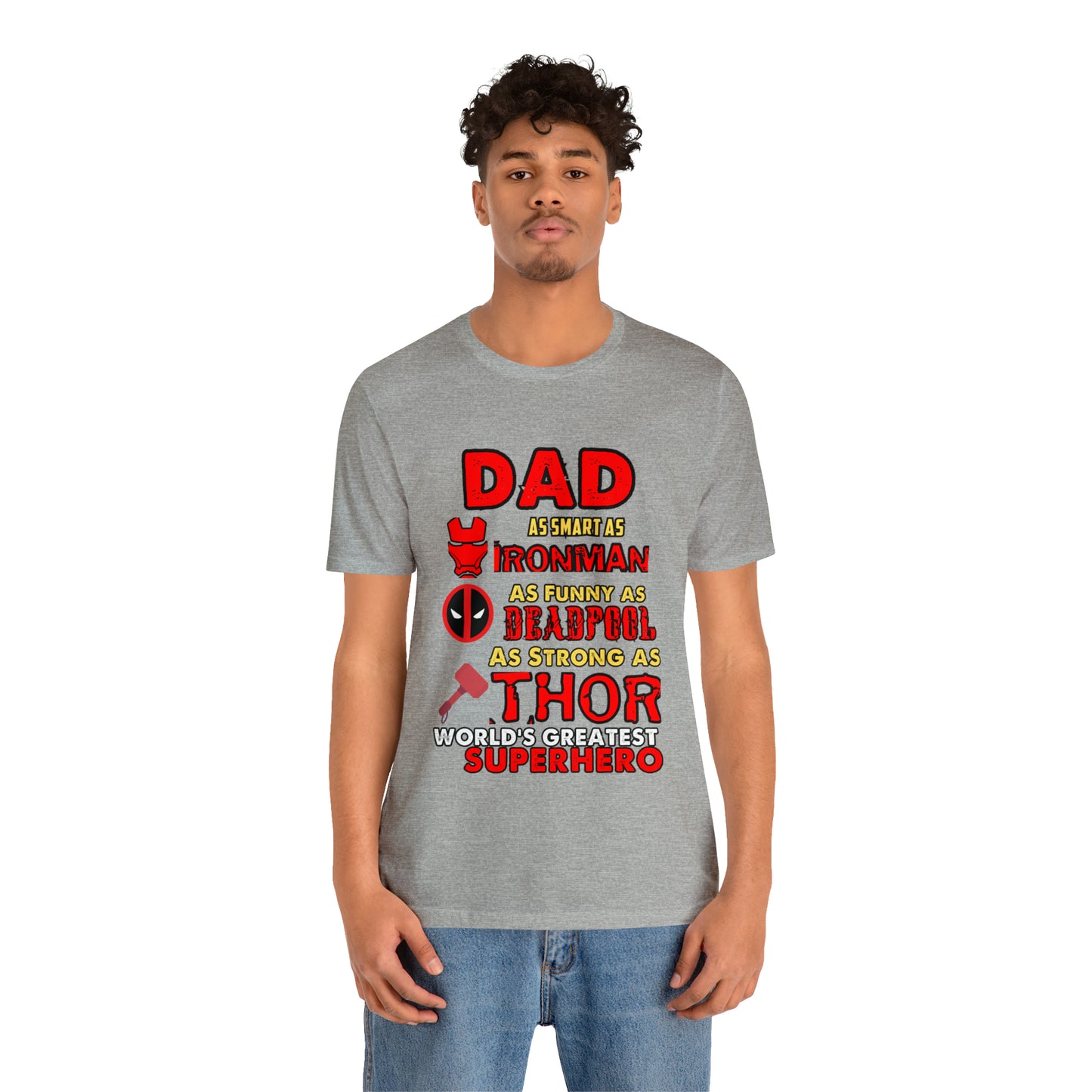 Dad World's Greatest Super Hero Unisex Jersey Short Sleeve Tee