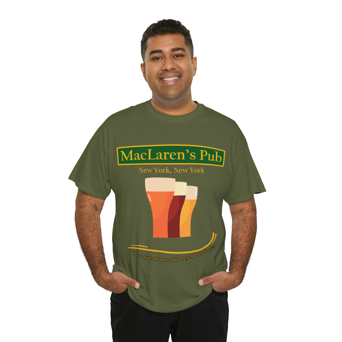 MacLaren's Pub Where Friends meet for Legendary Times!!!! Unisex Heavy Cotton Tee