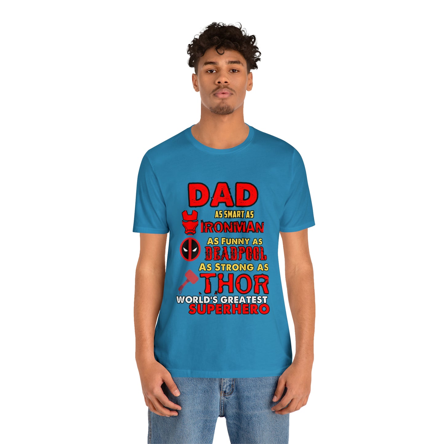 Dad World's Greatest Super Hero Unisex Jersey Short Sleeve Tee