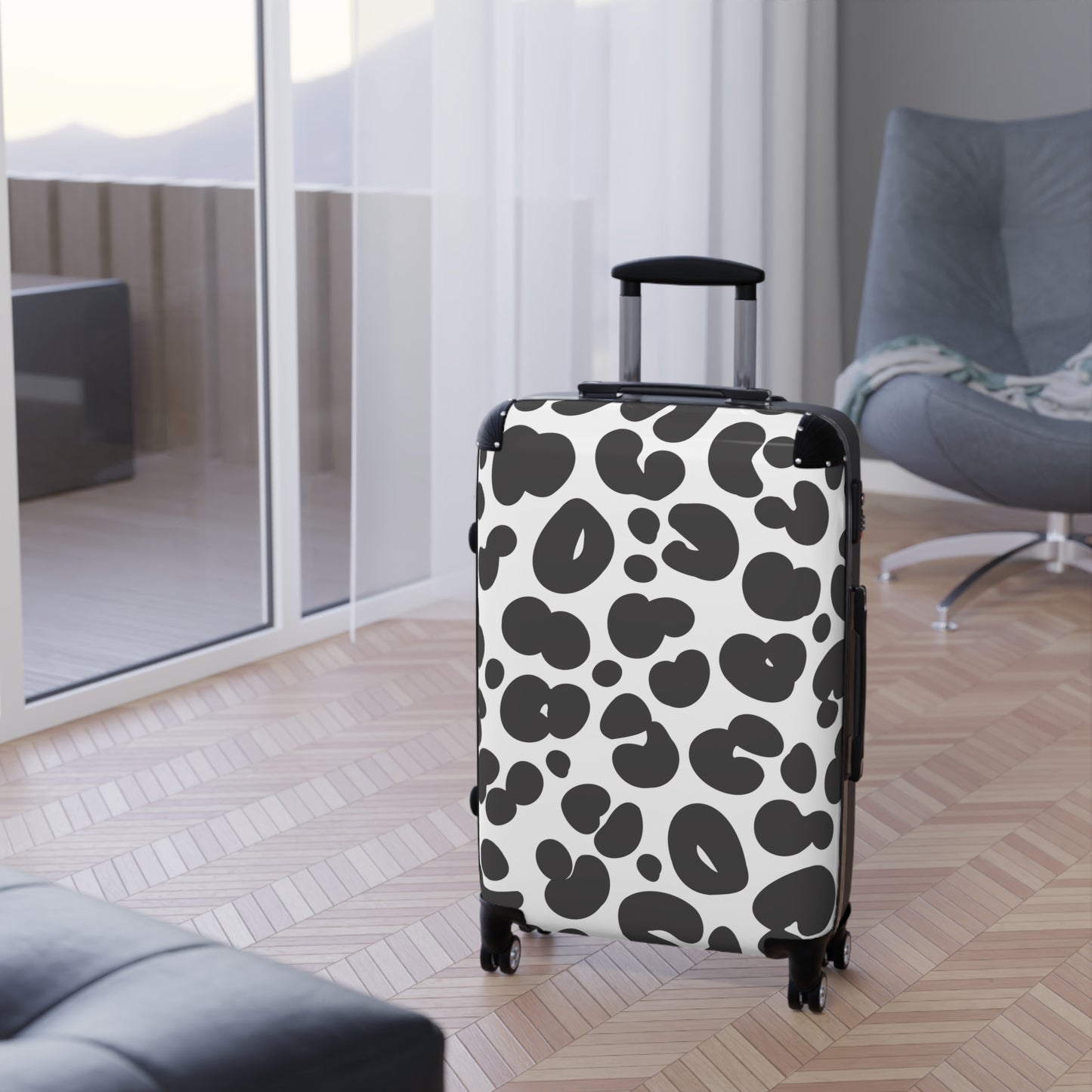 Black and White Cheetah Print Suitcase