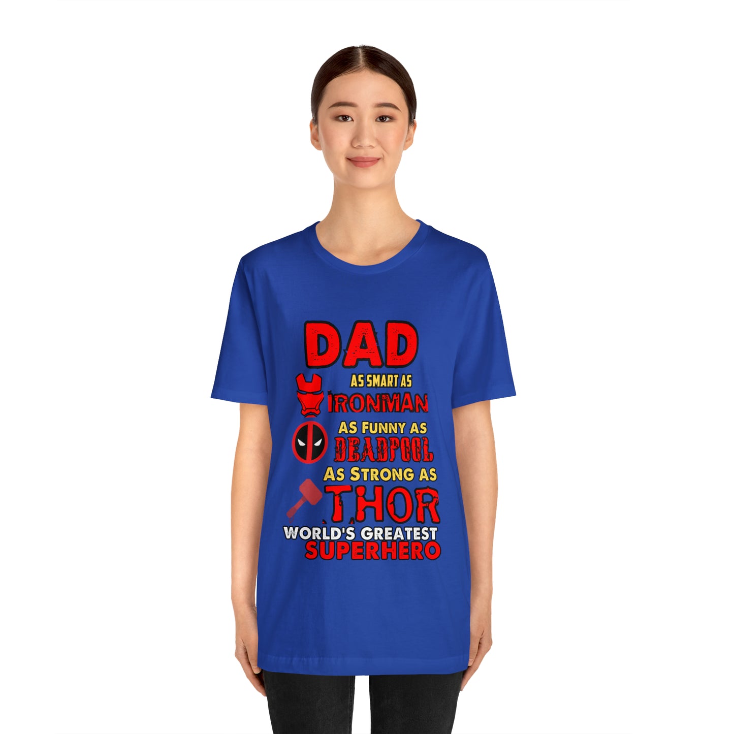 Dad World's Greatest Super Hero Unisex Jersey Short Sleeve Tee