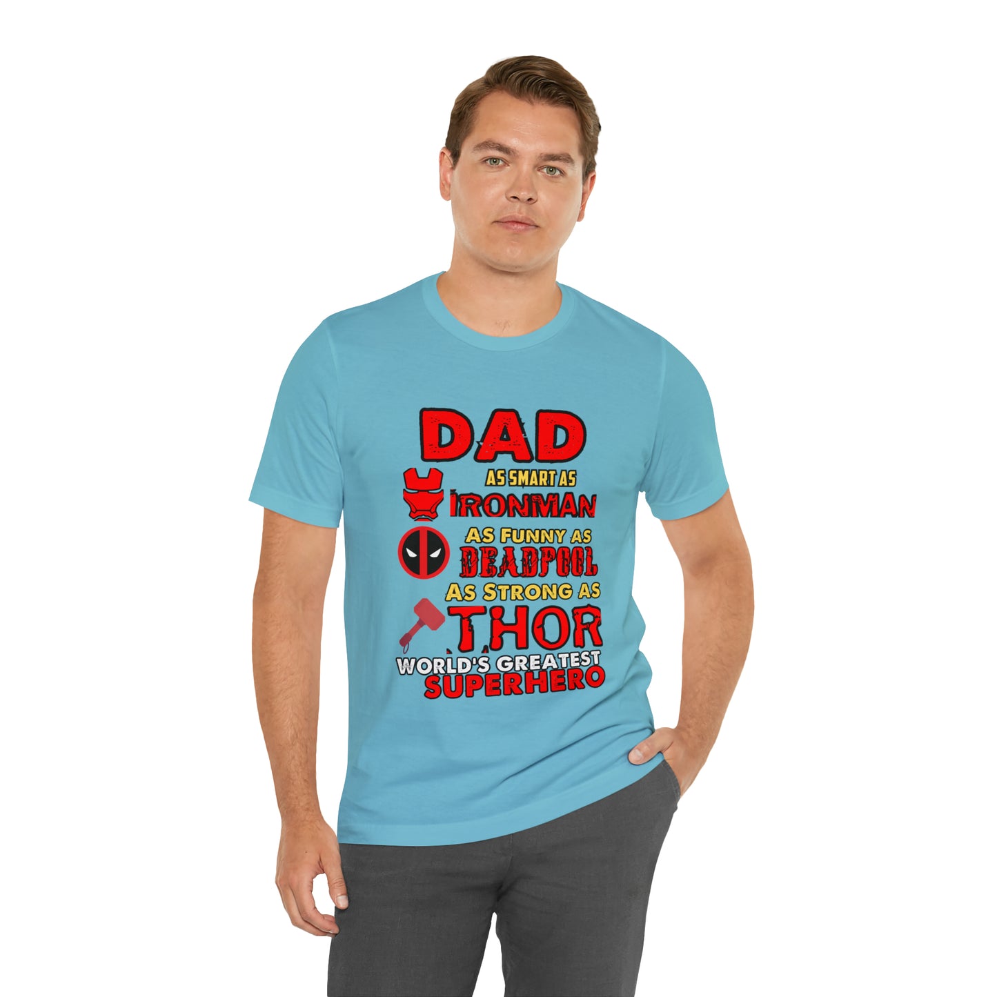 Dad World's Greatest Super Hero Unisex Jersey Short Sleeve Tee