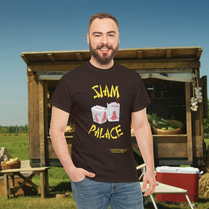 "DirkyThreadz Siam Palace T-Shirt - Bold Takeout Graphic Design in Black Cotton"