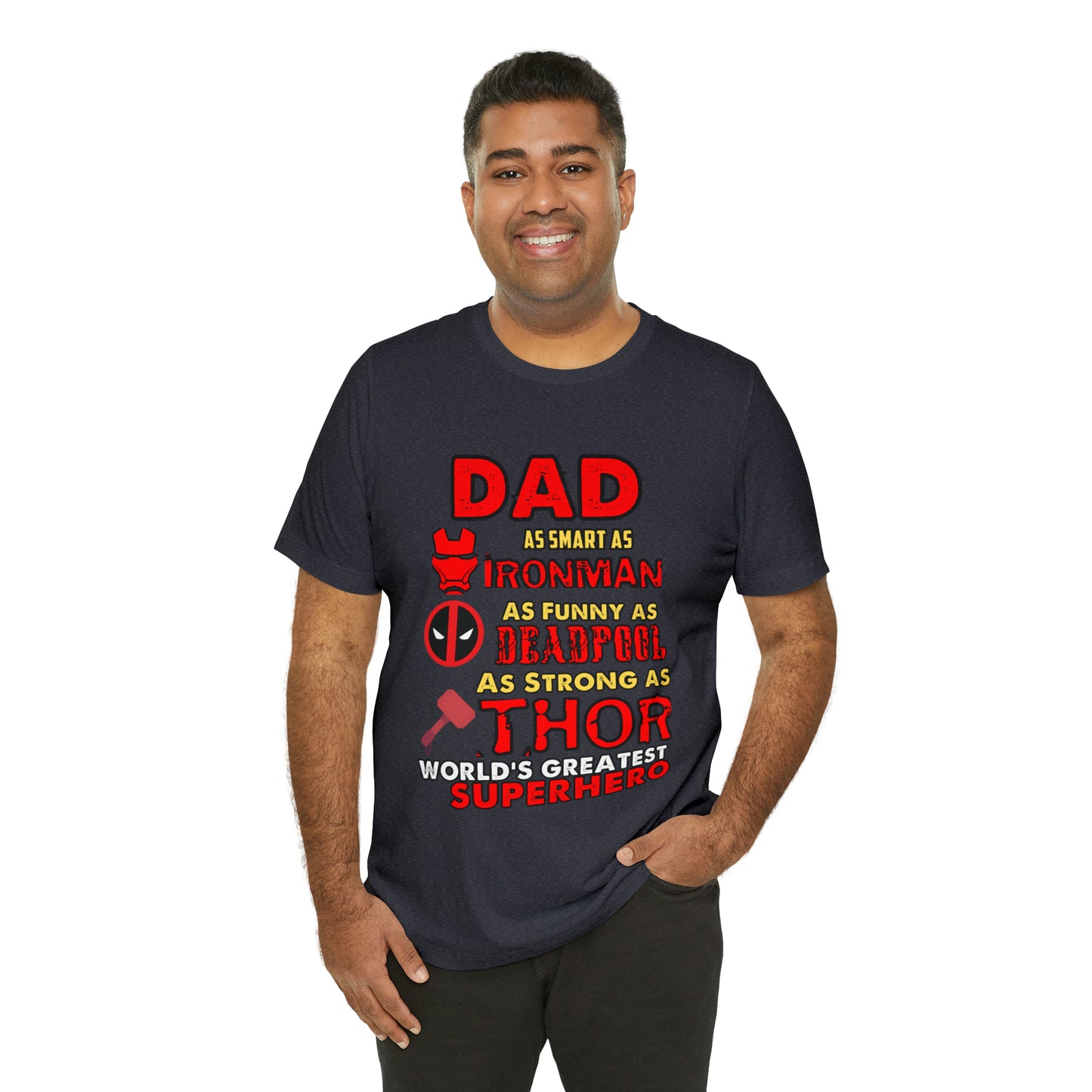 Dad World's Greatest Super Hero Unisex Jersey Short Sleeve Tee